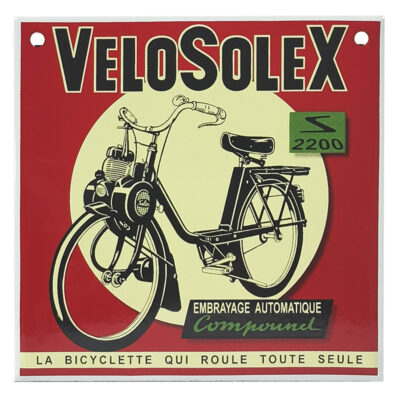 MINI-PLAQUE EMAILLEE SOLEX 2200 150x150mm VELOSOLEX ROUGE