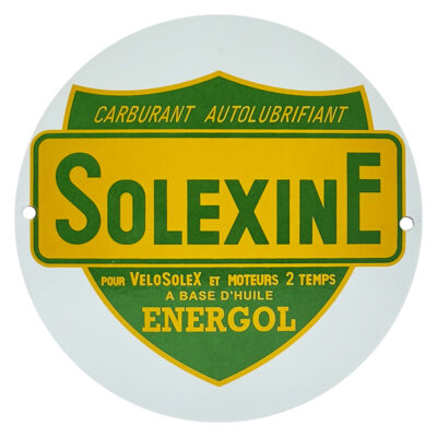 MINI-PLAQUE EMAILLEE SOLEXINE Diametre 150mm VELOSOLEX SOLEX VERT JAUNE