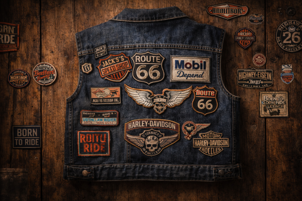 patch moto biker vintage stickers décoration motard