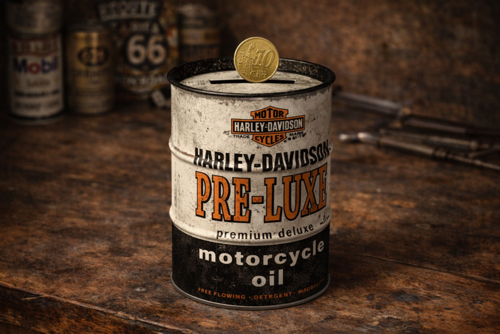 tirelire moto vintage bidon huile décoration garage motard