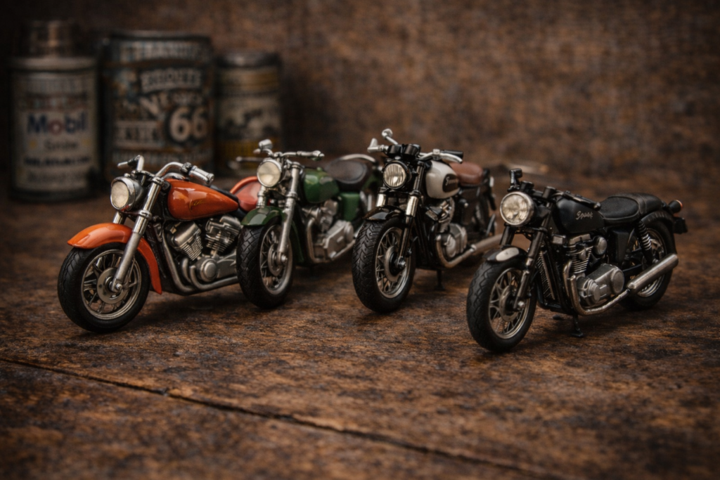 motos miniatures vintage décoration garage motard collection
