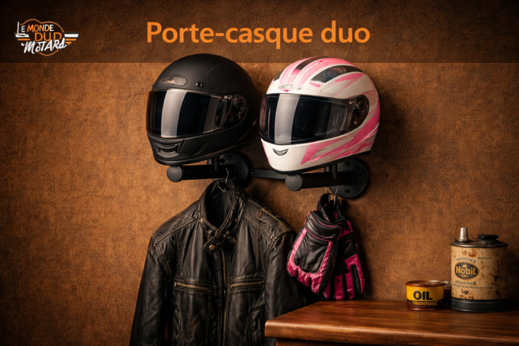 porte casque duo mural moto support deux casques homme femme rangement garage motard