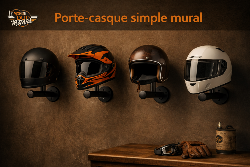 porte casque simple mural moto design moderne support casque mur garage motard