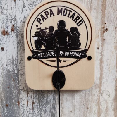 Cadeau fête des pères motard – patère murale personnalisée papa biker