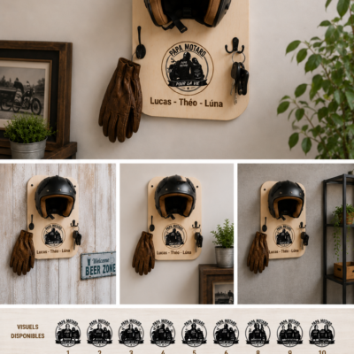 cadeau fete des peres motard support casque personnalisé