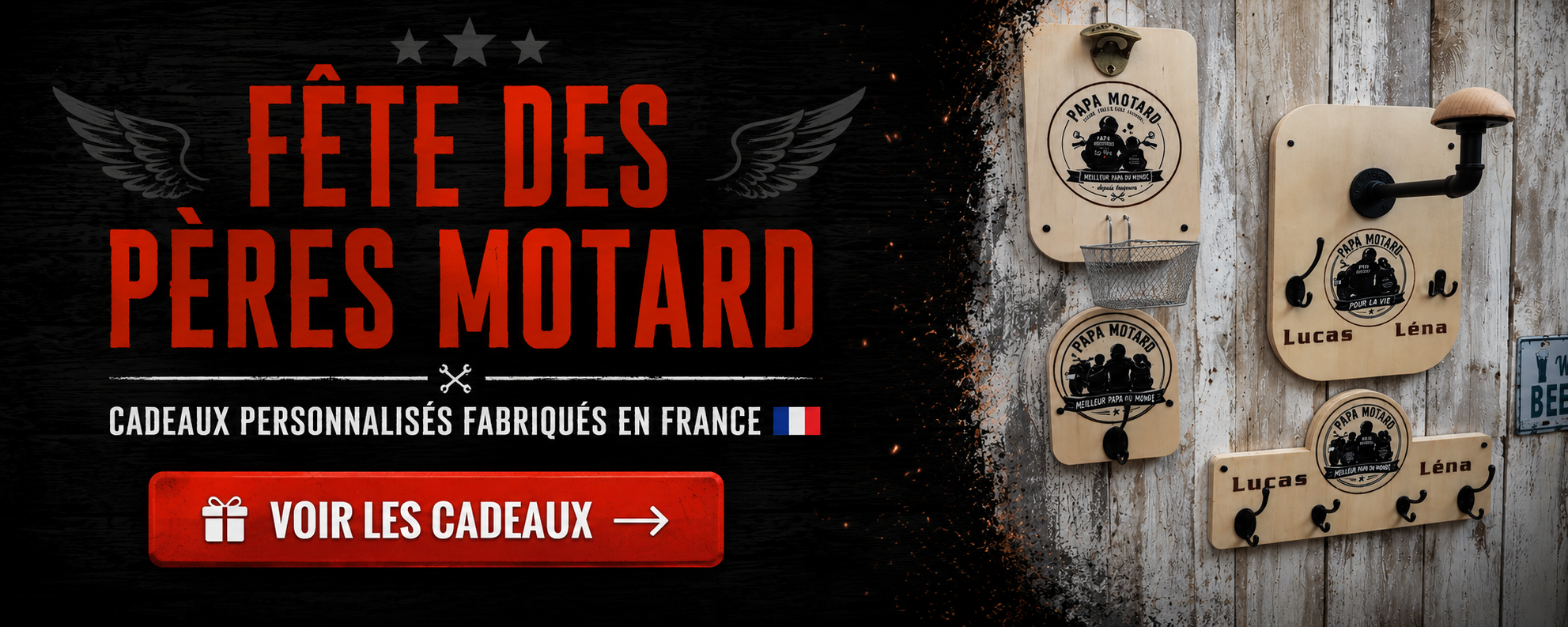 Fête des pères motard - Cadeaux personnalisés fabriqués en France