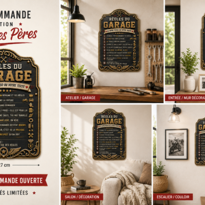 Tableau garage motard personnalisé cadeau fête des pères 2026