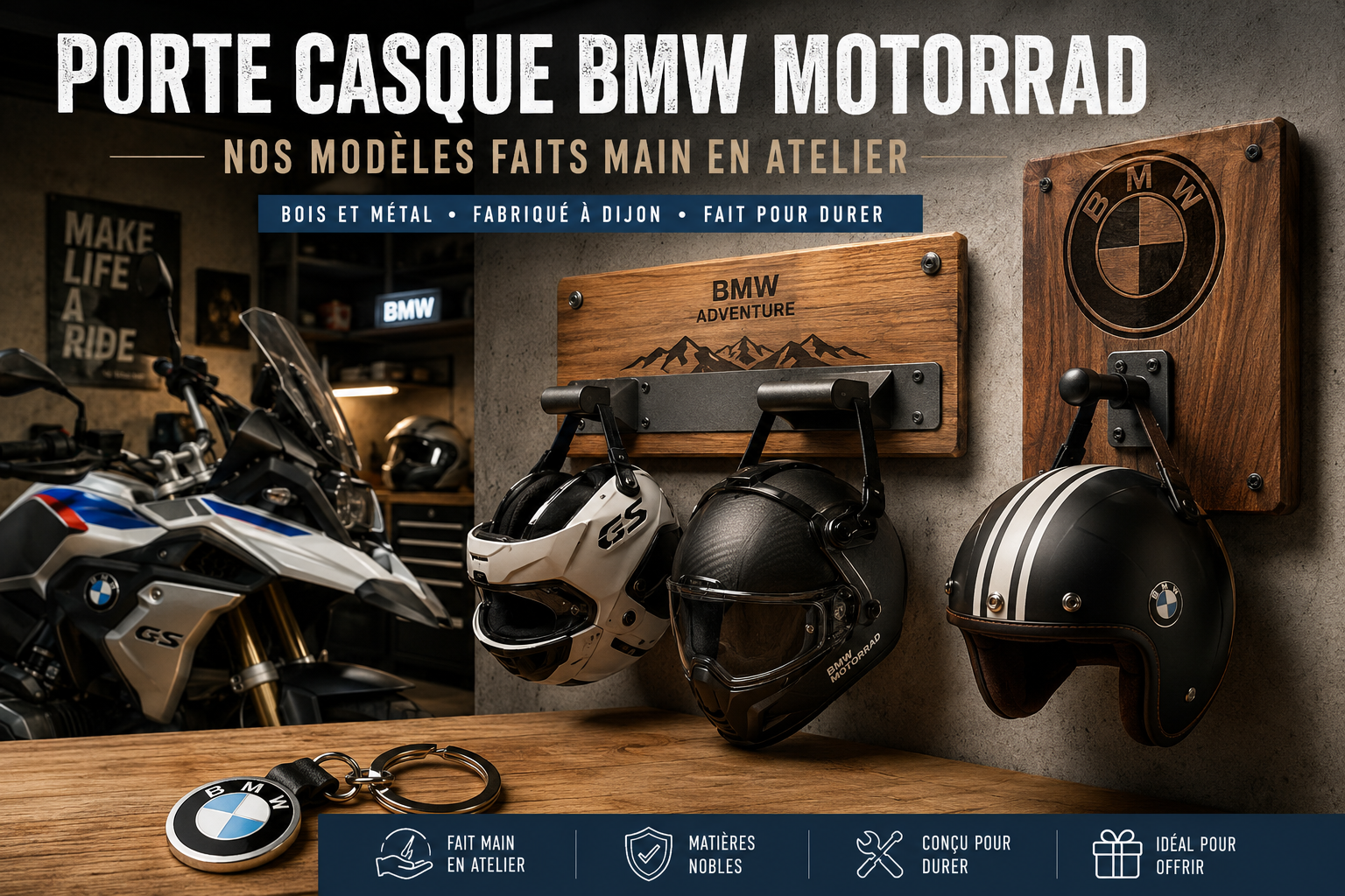 porte-casque moto porte casque bmw motorrad atelier LMDM
