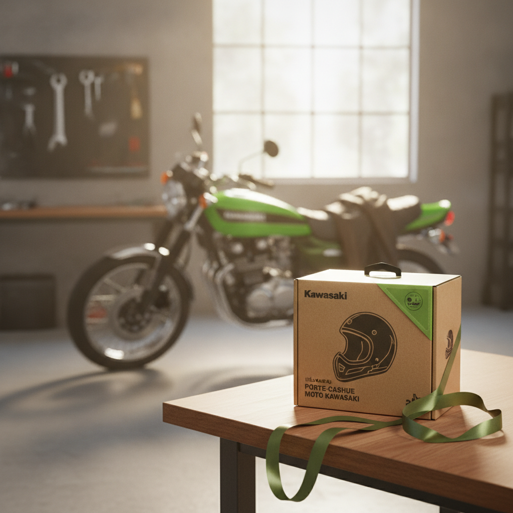 idée cadeau porte-casque moto porte-casque Kawasaki emballé