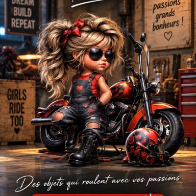 Autocollant fille punk moto – Sticker vinyle cartoon carré 13x13 cm, PVC résistant pour PC, mur, casque, déco motarde originale